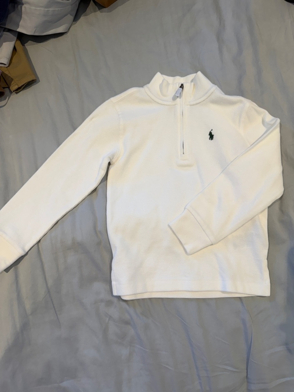 Polo by Ralph Lauren White Half-Zip Sweater with Green Logo